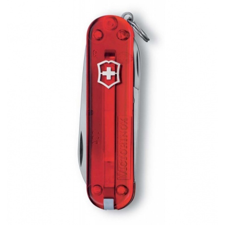 Нож-брелок Victorinox Classic, 58 мм, 7 функций, полупрозрачный красный - фото 3