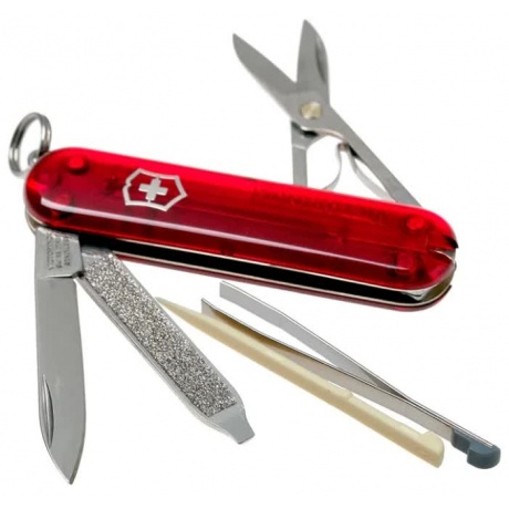 Нож-брелок Victorinox Classic, 58 мм, 7 функций, полупрозрачный красный - фото 5