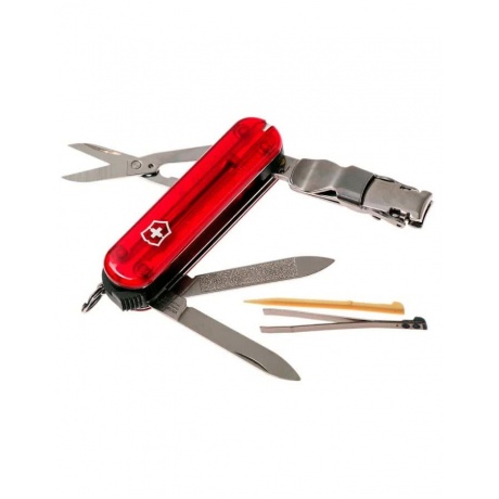 Нож-брелок Victorinox Classic Nail Clip 580, 65 мм, 8 функций, полупрозрачный красный - фото 4