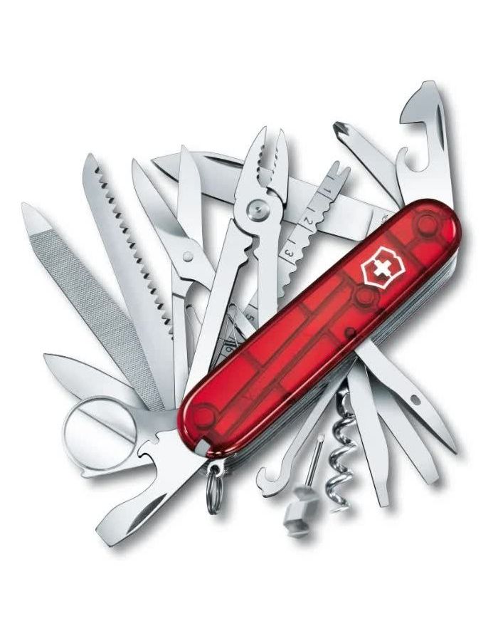 Нож Victorinox SwissChamp, 91 мм, 33 функции, полупрозрачный красный цена и фото
