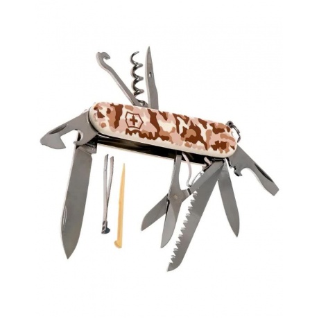Нож Victorinox Huntsman, 91 мм, 15 функций, бежевый камуфляжный - фото 3