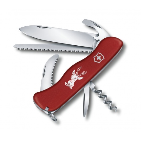 Нож Victorinox Hunter, 111 мм, 12 функций, с фиксатором лезвия, красный - фото 1