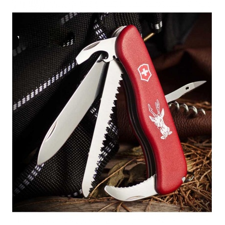 Нож Victorinox Hunter, 111 мм, 12 функций, с фиксатором лезвия, красный - фото 4