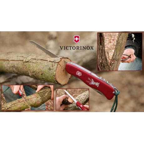 Нож Victorinox Hunter, 111 мм, 12 функций, с фиксатором лезвия, красный - фото 5