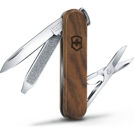 Нож-брелок Victorinox Classic SD, 58 мм, 5 функций, рукоять из орехового дерева - фото 2