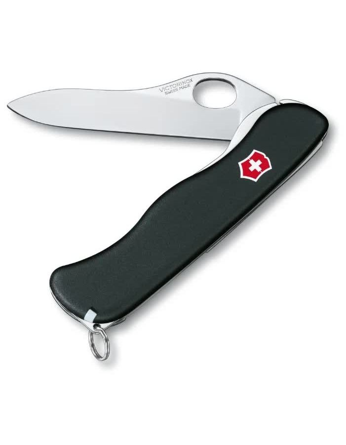 Нож Victorinox Sentinel One Hand belt-clip, 111 мм, 5 функций, с фиксатором лезвия, черный нож victorinox forester 111 мм 10 функций с фиксатором лезвия деревянная рукоять