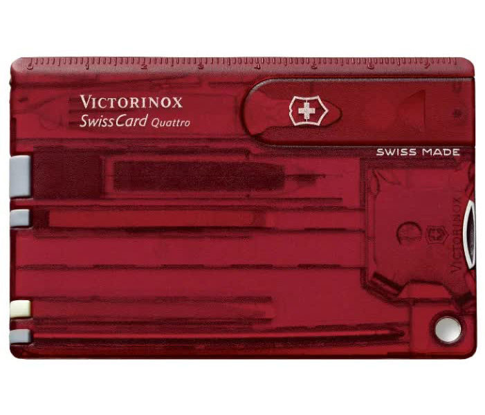 Мультитул швейцарская карточка Victorinox SwissCard Quattro 0.7200.T, красный