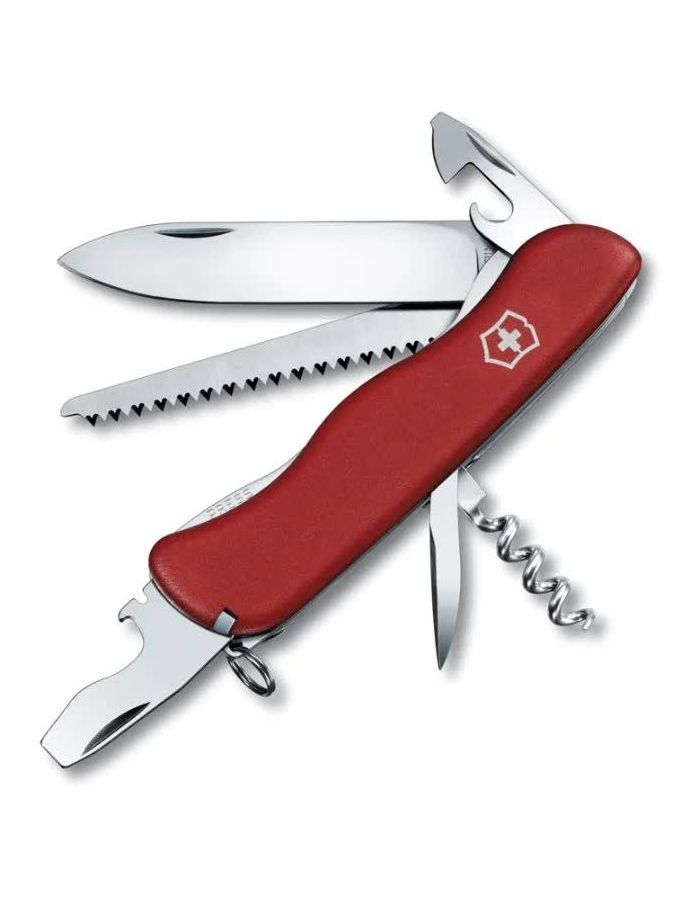 Нож Victorinox Forester, 111 мм, 12 функций, с фиксатором лезвия, красный цена и фото