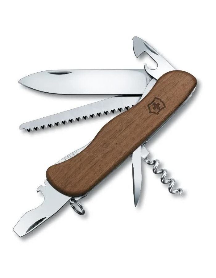 Нож Victorinox Forester, 111 мм, 10 функций, с фиксатором лезвия, деревянная рукоять цена и фото