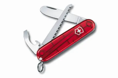Нож My First Victorinox, 84 мм, 9 функций, полупрозрачный красны...
