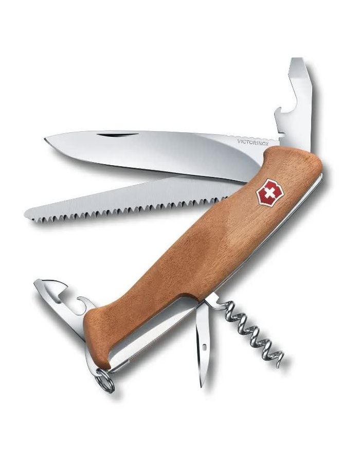 Нож Victorinox RangerWood 55, 130 мм, 10 функций, дерево нож victorinox rangergrip 53 130 мм 5 функций красный с черным