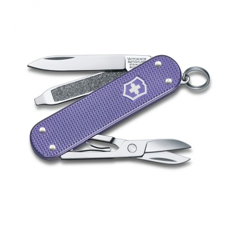 Нож-брелок Victorinox Classic SD Alox Colors, 58 мм, 5 функций, &quot;Electric Lavender&quot; - фото 1
