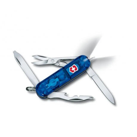 Нож-брелок Victorinox Classic Midnite Manager, 58 мм, 10 функций, синий полупрозрачный 0.6366.T2 - фото 1