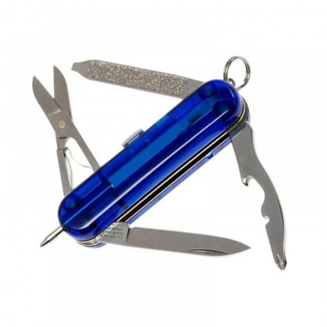Нож-брелок Victorinox Classic Midnite Manager, 58 мм, 10 функций, синий полупрозрачный 0.6366.T2 - фото 4