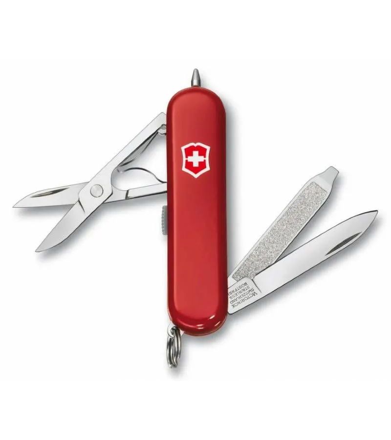 нож многофункциональный victorinox signature lite красный Нож-брелок Victorinox Classic Signature Lite, 58 мм, 7 функций, красный полупрозрачный 0.6226.T