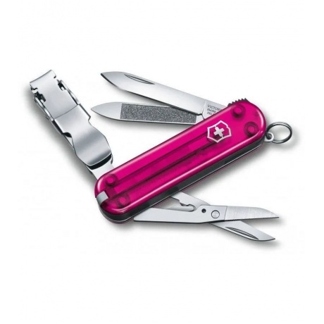 Нож Victorinox Classic Nail Clip 580, 65 мм, 8 функций, полупрозрачный розовый 0.6463.T5 - фото 1