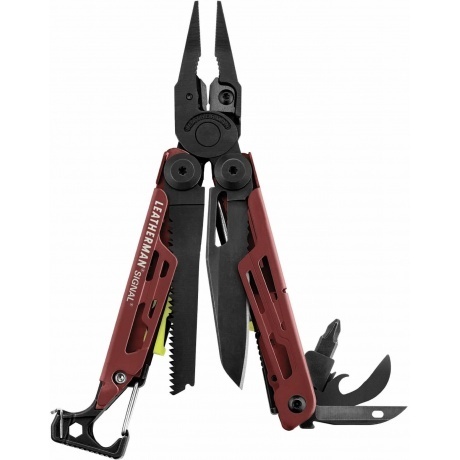 Мультитул Leatherman Signal, 19 функций, бордовый, нейлоновый че...