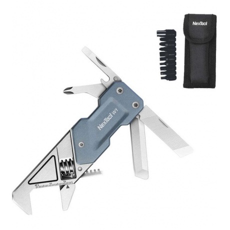 

Мультитул-ключ Nextool (Xiaomi) Light Wrench W1 с набором бит, 6 функций, голубо-серый (NE20270)