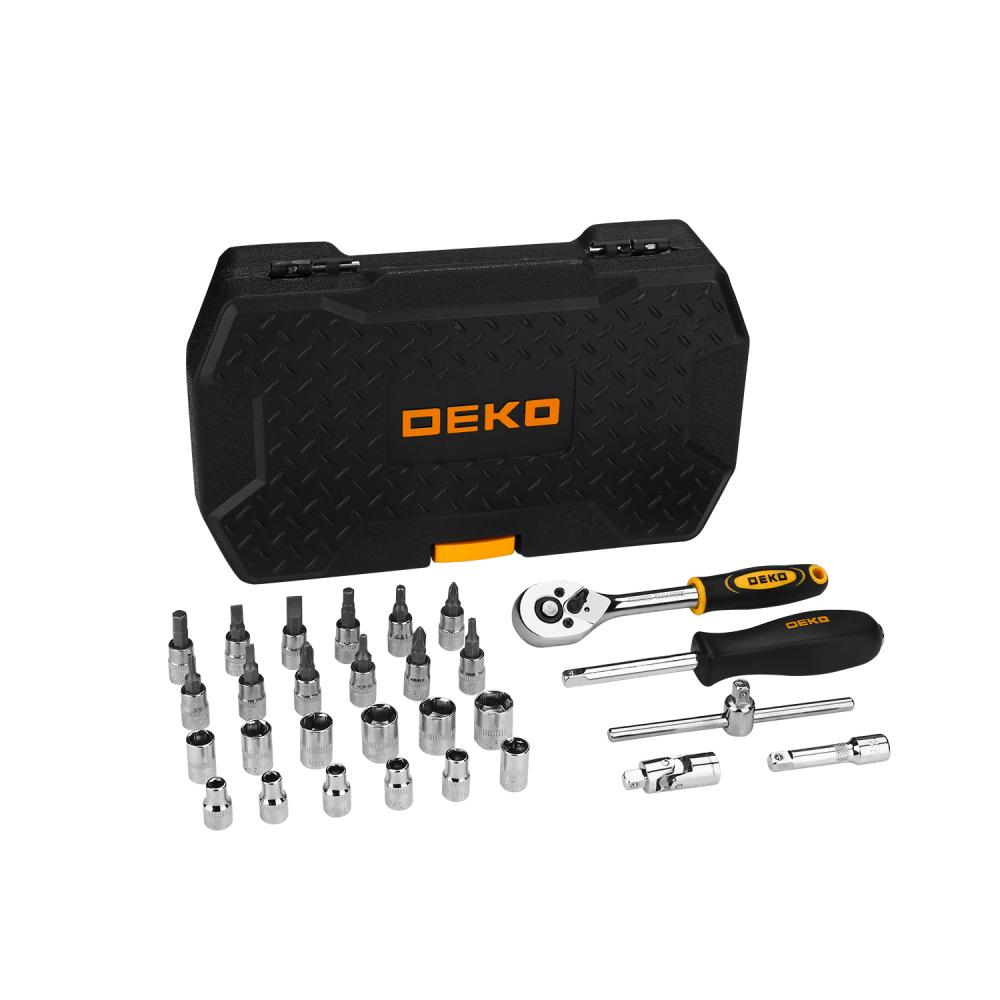 Набор инструментов для авто DEKO TZ29 в чемодане (29 предметов) пневматическая трещотка deko dkpt03 set 3 в чемодане с набором 15 предметов