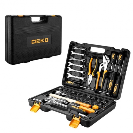 Универсальный набор инструмента для дома и авто в чемодане Deko DKMT63 (63 предмета) - фото 1