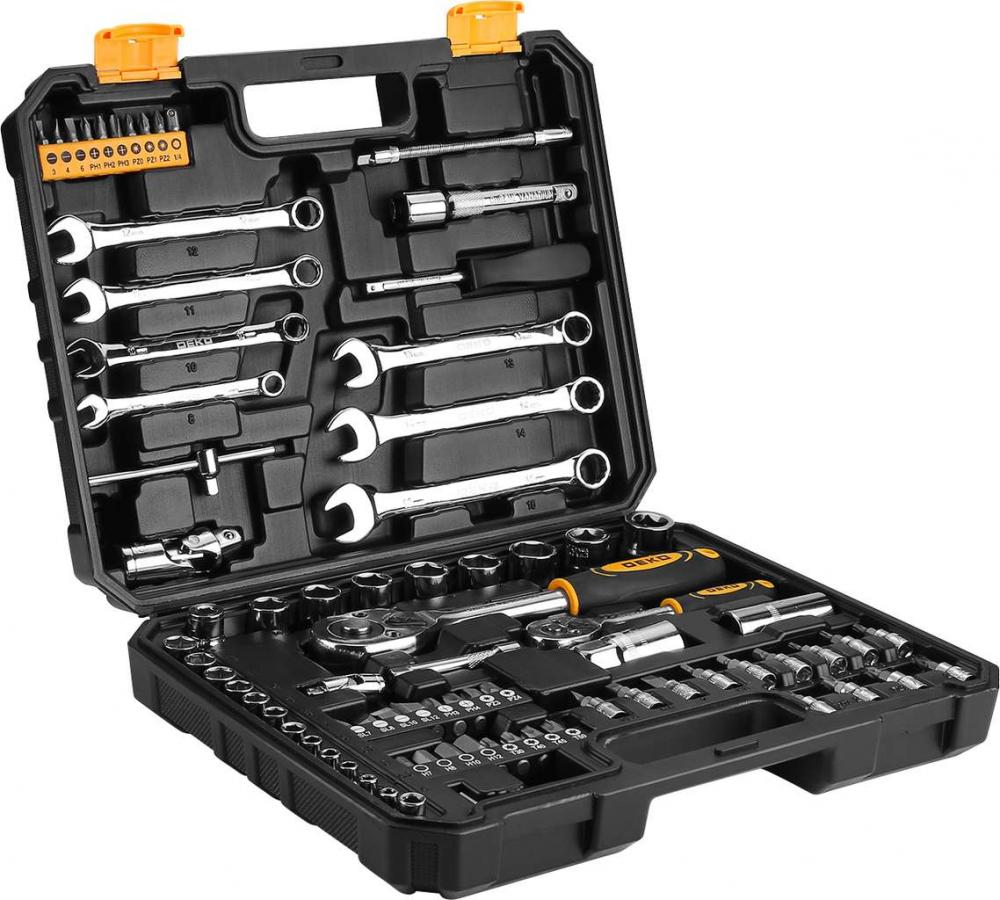 Набор инструментов для авто DEKO DKAT82 (82 предмета) набор инструментов для авто deko dkmt12 черно желтый