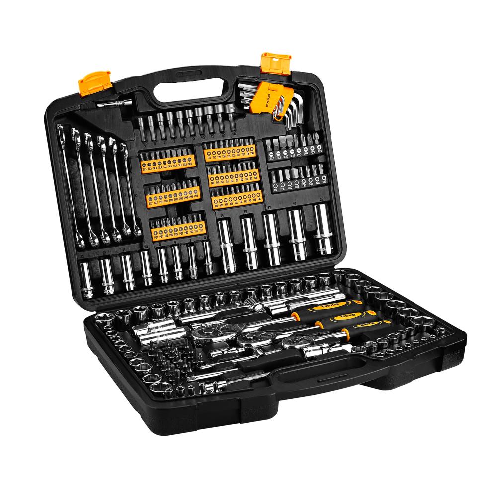 Профессиональный набор инструментов для авто DEKO DKAT200 в чемодане (200 предметов) набор инструментов для авто deko dkmt108 108 предметов серебристый