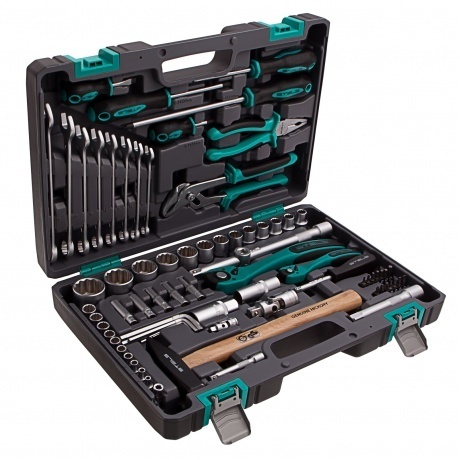 

Набор инструментов, 1/2", 1/4", CrV, 12 гранные головки, пластиковый кейс, 76 предметов Stels