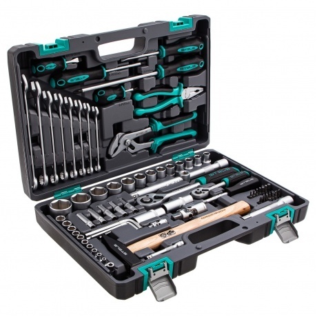 

Набор инструментов, 1/2", 1/4", CrV, пластиковый кейс 76 предметов Stels