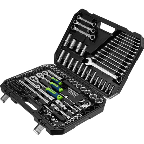 Набор инструментов, 1/2", 3/8", 1/4", пластиковый кейс 160 предм. Сибртех