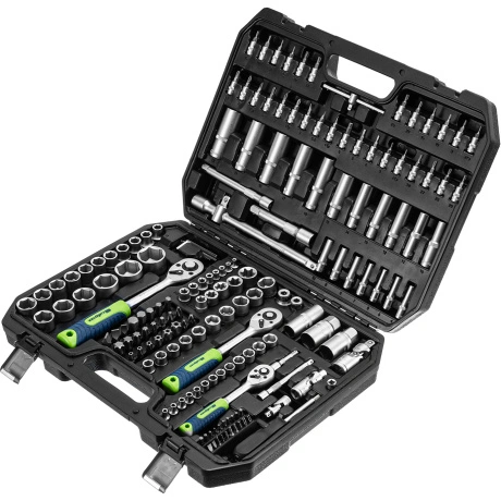 Набор инструментов, 1/2", 3/8", 1/4", пластиковый кейс 172 предм...