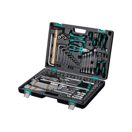 

Набор инструментов, 1/2",3/8", 1/4", CrV, пластиковый кейс 142 предмета Stels