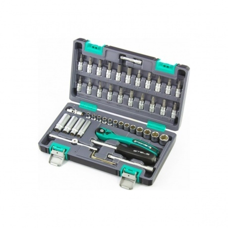 Набор инструментов, 1/4", Cr-V, S2, усиленный кейс, 47 предметов...