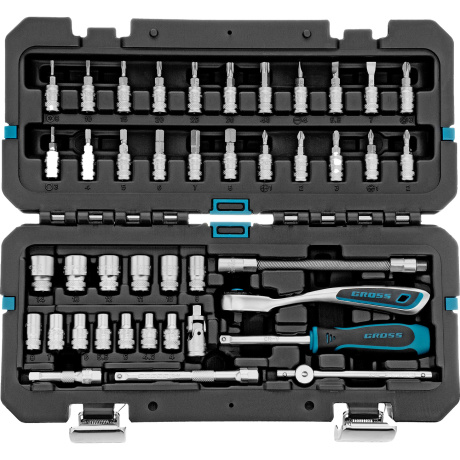 Набор инструментов, 1/4", CrV, 120 зубьев, 42 предмета Gross (14146)