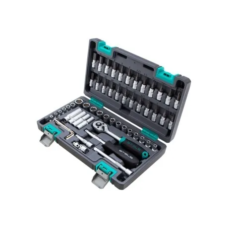 Набор инструментов, 1/4", CrV, пластиковый кейс 57 предметов Ste...