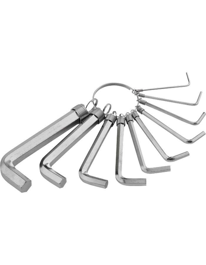 Набор ключей имбусовых HEX, 1,5–10 мм, 10 шт., никелированный, на кольце// Sparta force набор имбусовых ключей force hex с шаром 10 шт 5102lb