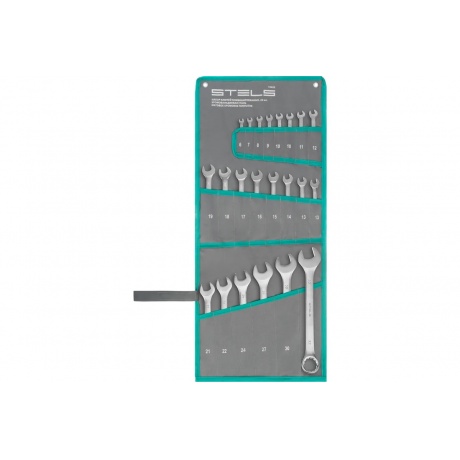 

Набор ключей комбинированных 6-32 мм, 22 шт., CrV, матовый хром Stels
