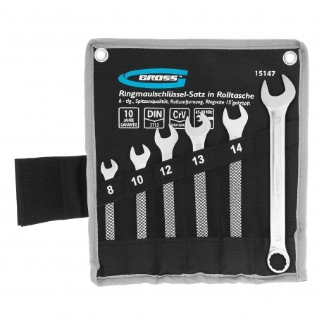 

Набор ключей комбинированных 8-17 мм, 6 шт., CrV, холодный штамп Gross