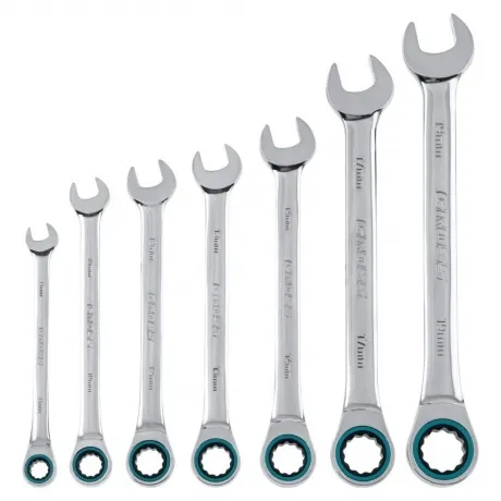 Набор ключей комбинированных с трещоткой, 8 - 19 мм, 7шт., CrV G...