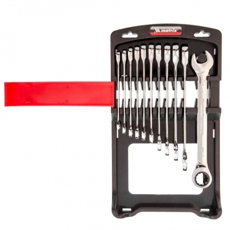 

Набор ключей комбинированных трещоточных 8-19 мм, 11 шт., CrV Matrix