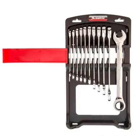 Набор ключей комбинированных трещоточных 8-19 мм, 11 шт., CrV Ma...