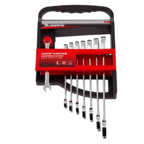 Набор ключей комбинированных трещоточных 8-19 мм, 8 шт., CrV Mat...