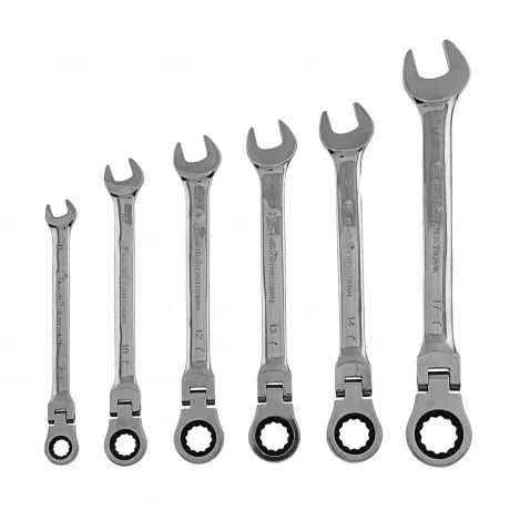 Набор ключей комбинированных трещоточных шарнирных 8-17 мм,  6 ш...