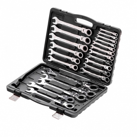 

Набор ключей комбинированных трещоточных шарнирных 8-32 мм, 13 шт., CrV Matrix