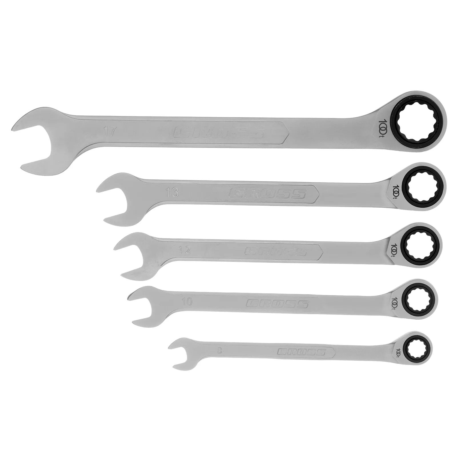 Набор ключей комбинированных трещоточных, СRV, 5 шт. 8- 17 мм// Gross набор ключей комбинированных трещоточных 8 шт дело техники