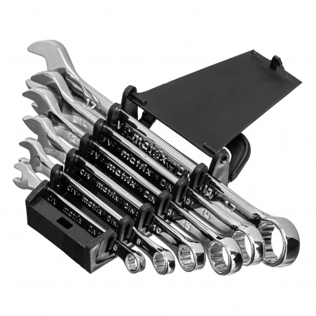 Набор ключей комбинированных, 6 - 17 мм, 6 шт., CrV, полированный хром// Matrix - фото 3