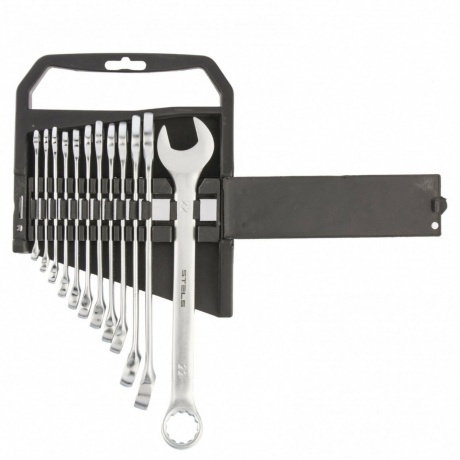 

Набор ключей комбинированных, 6 - 22 мм, 12 шт., CrV, матовый хром Stels
