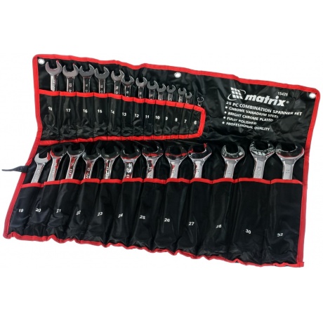 Набор ключей комбинированных, 6 - 32 мм, 25шт., CrV, полированны...