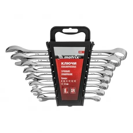 Набор ключей комбинированных, 8 - 19 мм, 8 шт., CrV, полированны...