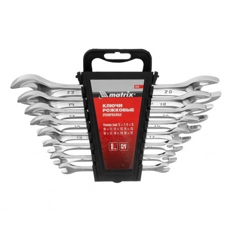 

Набор ключей рожковых 8шт. (6-22мм), CrV, Elliptical, зерк. хромирование Matrix