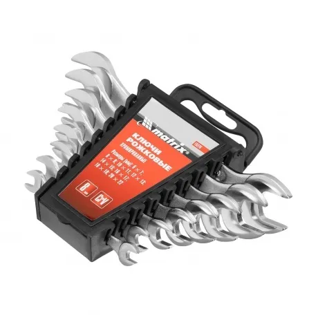 Набор ключей рожковых, 6 х 22 мм, 8 шт., CrV, хромированные Matr...